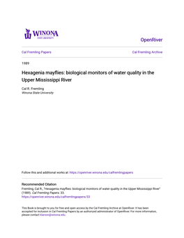 Biological Monitors of Water Quality in the Upper Mississippi River