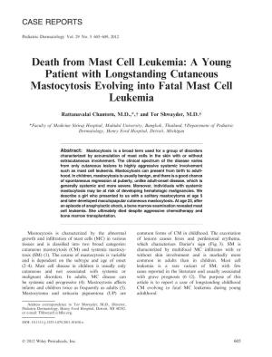 Death from Mast Cell Leukemia: a Young Patient with Longstanding Cutaneous Mastocytosis Evolving Into Fatal Mast Cell Leukemia
