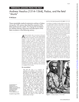 Andreas Vesalius (1514–1564), Padua, and the Fetal “Shunts” P M Dunn