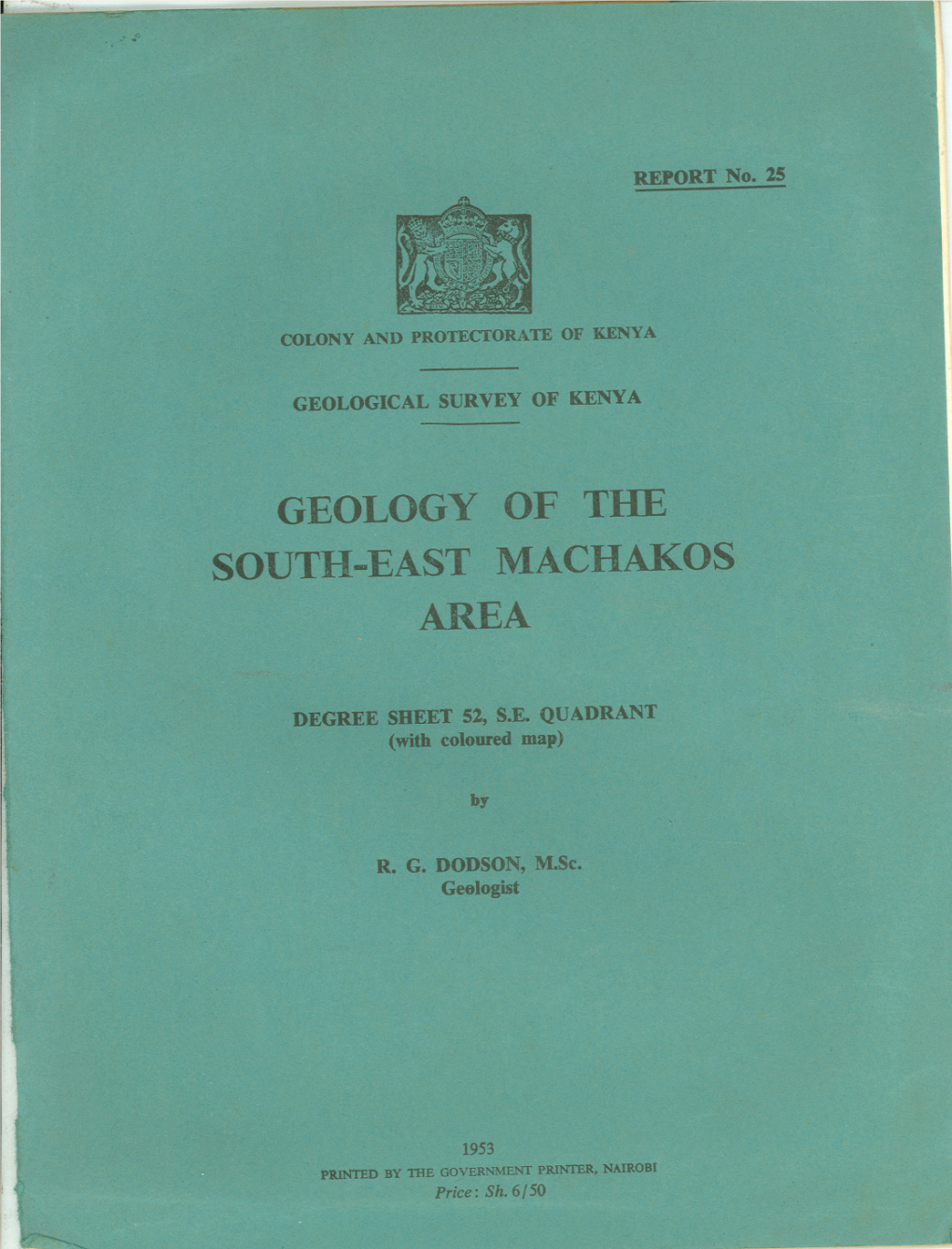 Geology of the South East Machakos Area