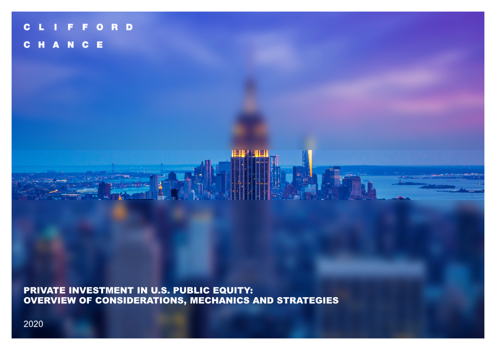 Private Investment in Public Equity (PIPE) Allows a Public Company to Raise Alternative Financing Via a Private Placement of Securities to an Accredited Investor