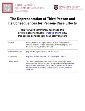 The Representation of Third Person and Its Consequences for Person-Case Effects