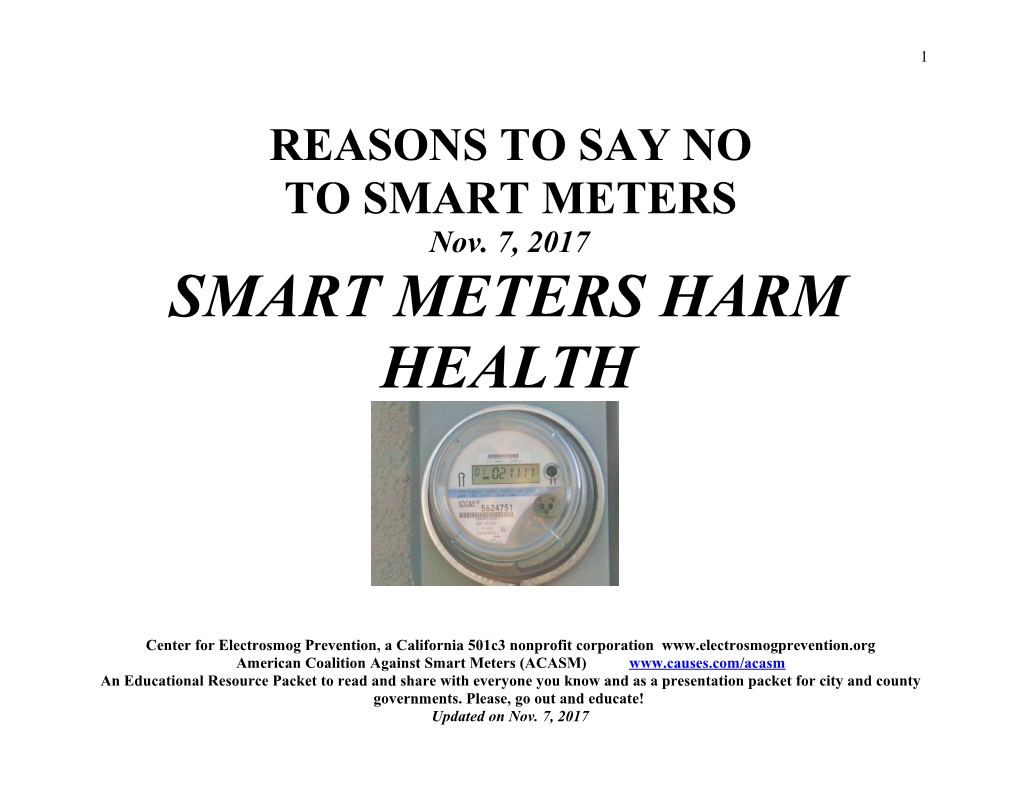 Smart Meters Harm Health