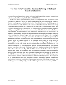 Forty Years on a History of the Heterocyclic Group of the Royal Society of Chemistry