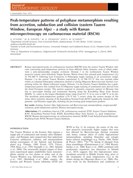 Eastern Tauern Window, European Alps) – a Study with Raman Microspectroscopy on Carbonaceous Material (RSCM) A