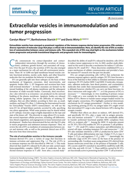 Extracellular Vesicles in Immunomodulation and Tumor Progression