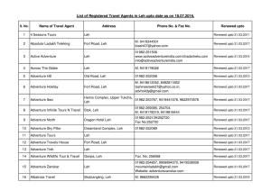List of Registered Travel Agents in Leh Upto Date As on 18.07.2016