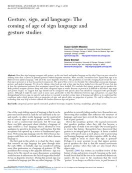 The Coming of Age of Sign Language and Gesture Studies