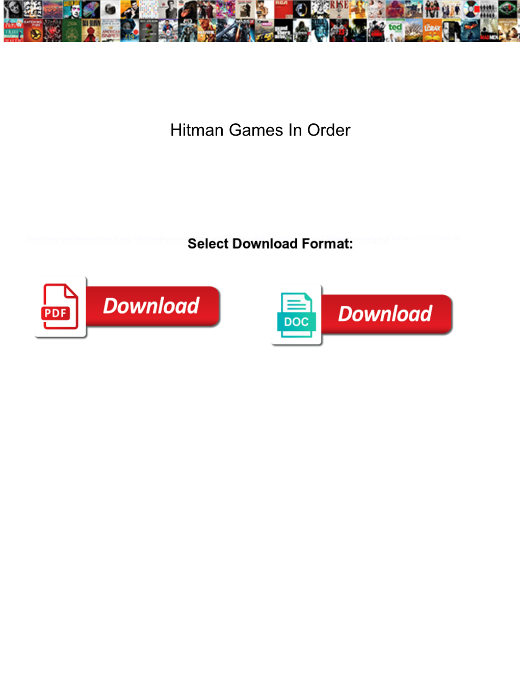 Hitman Games in Order
