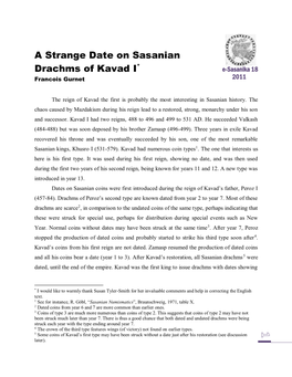 A Strange Date on Sasanian Drachms of Kavad I*