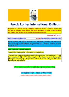 Jakob Lorber International Bulletin