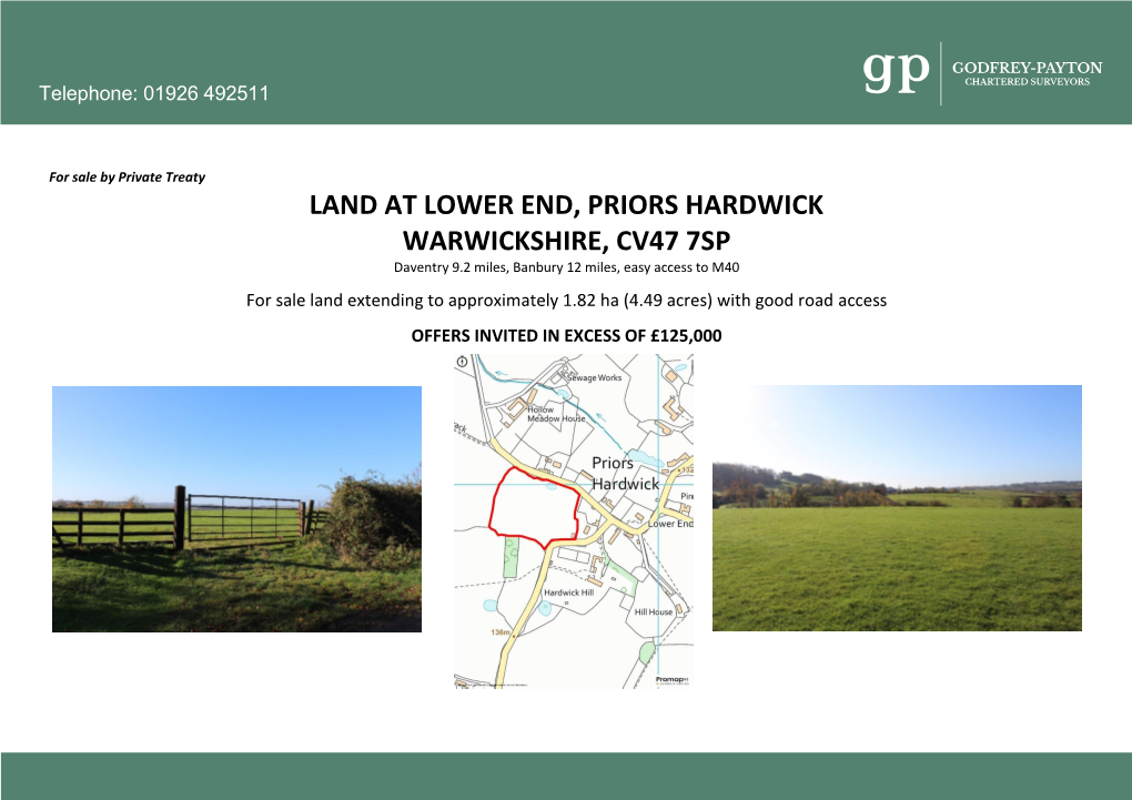 Land at Lower End, Priors Hardwick Warwickshire, Cv47