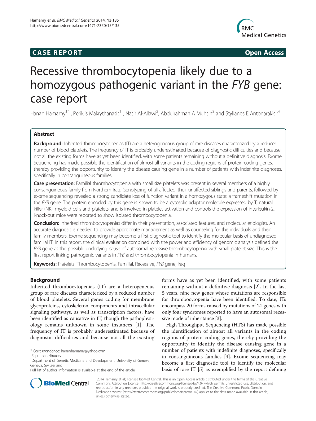 Recessive Thrombocytopenia Likely Due to a Homozygous
