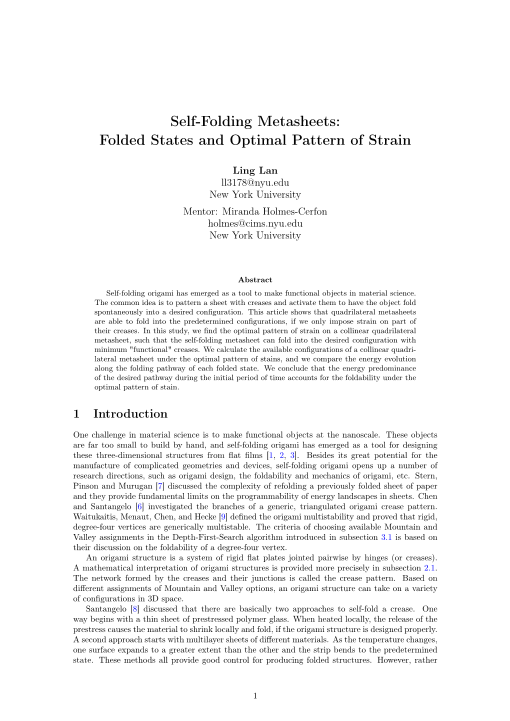 Self-Folding Metasheets: Folded States and Optimal Pattern of Strain