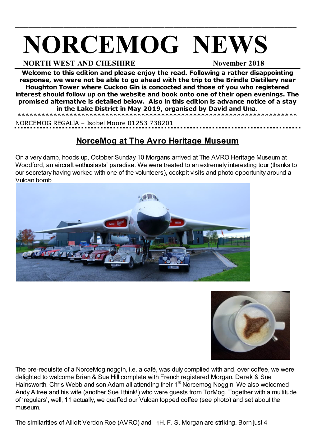 NORCEMOG NEWS NORTH WEST and CHESHIRE November 2018 Welcome to This Edition and Please Enjoy the Read