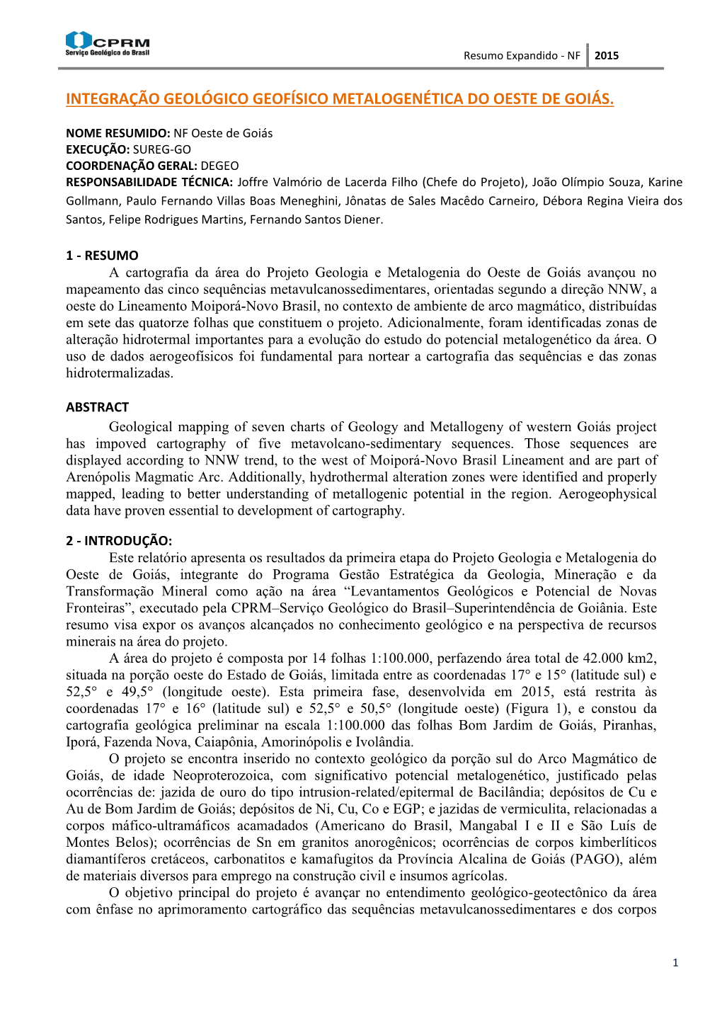 Integração Geológico Geofísico Metalogenética Do Oeste De Goiás