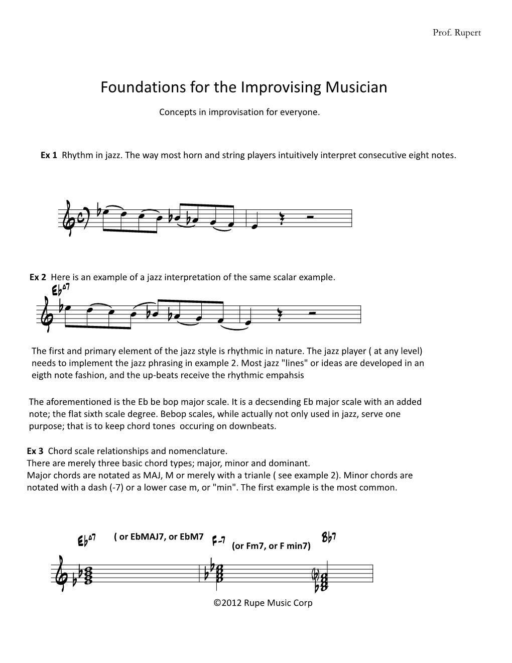 Foundations for the Improvising Musician