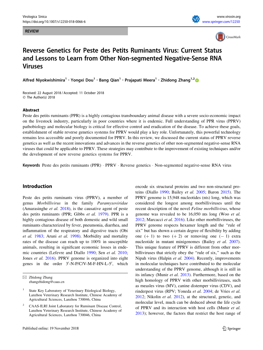 Reverse Genetics for Peste Des Petits Ruminants Virus: Current Status and Lessons to Learn from Other Non-Segmented Negative-Sense RNA Viruses