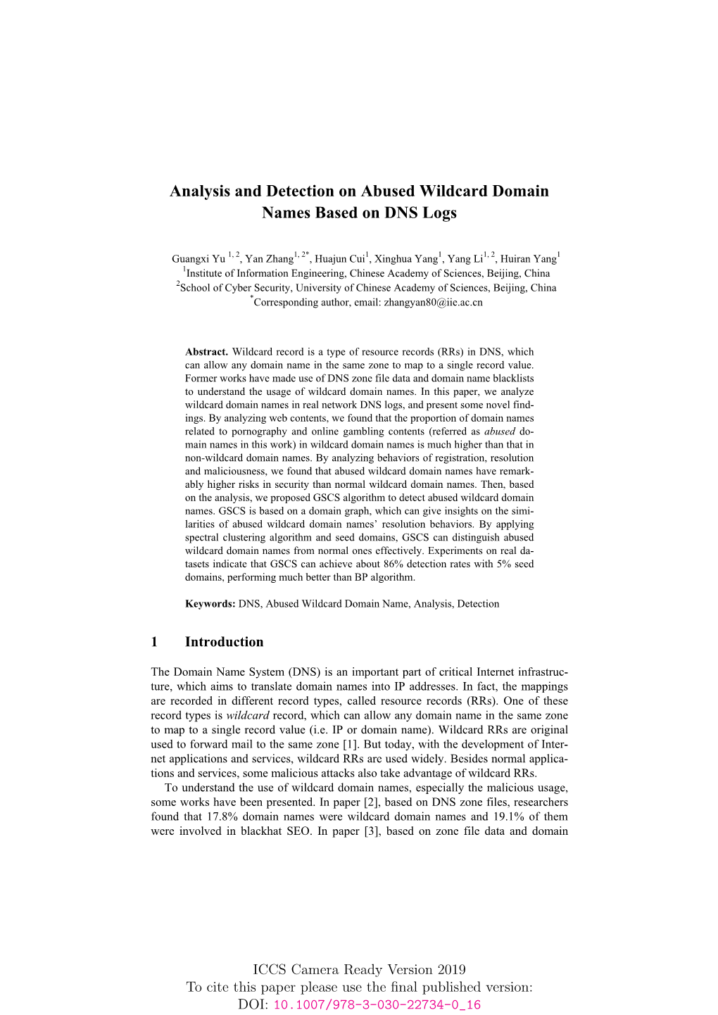 Analysis and Detection on Abused Wildcard Domain Names Based on DNS Logs