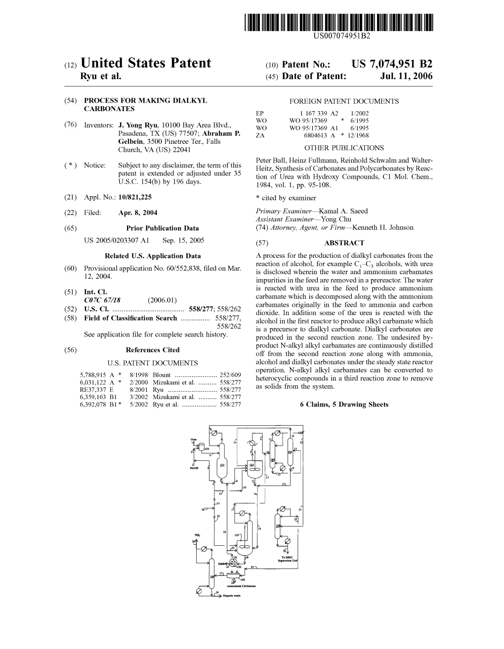 (12) United States Patent (10) Patent No.: US 7,074,951 B2 Ryu Et Al