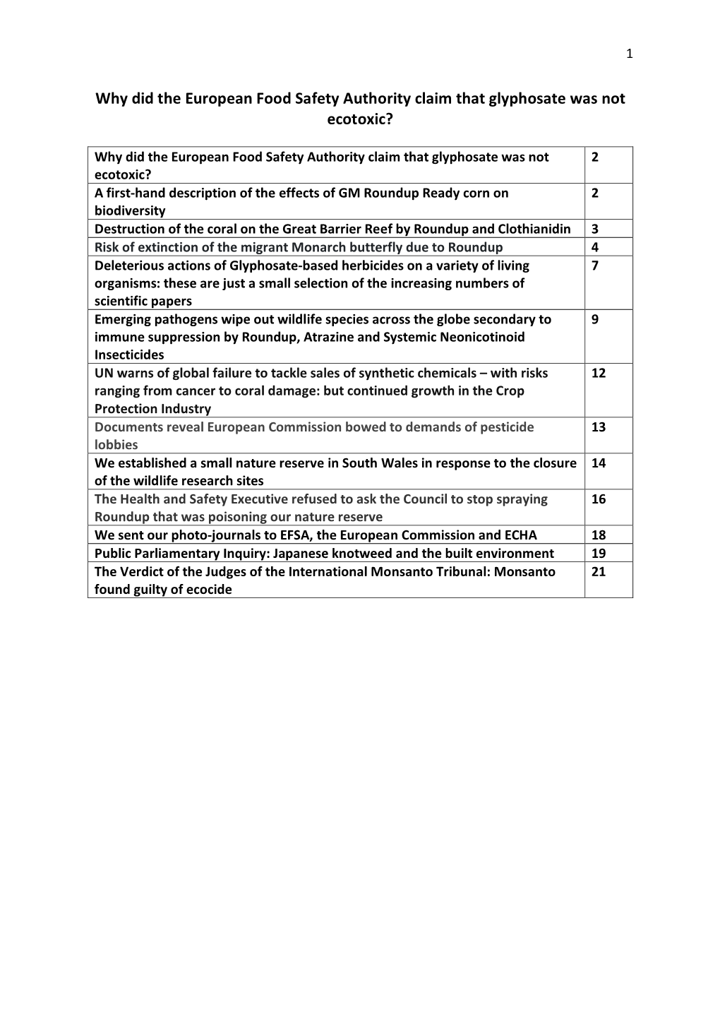 Why Did the European Food Safety Authority Claim That Glyphosate Was Not Ecotoxic?