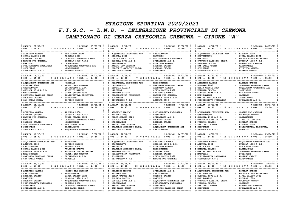 Stagione Sportiva 2020/2021 Figc –