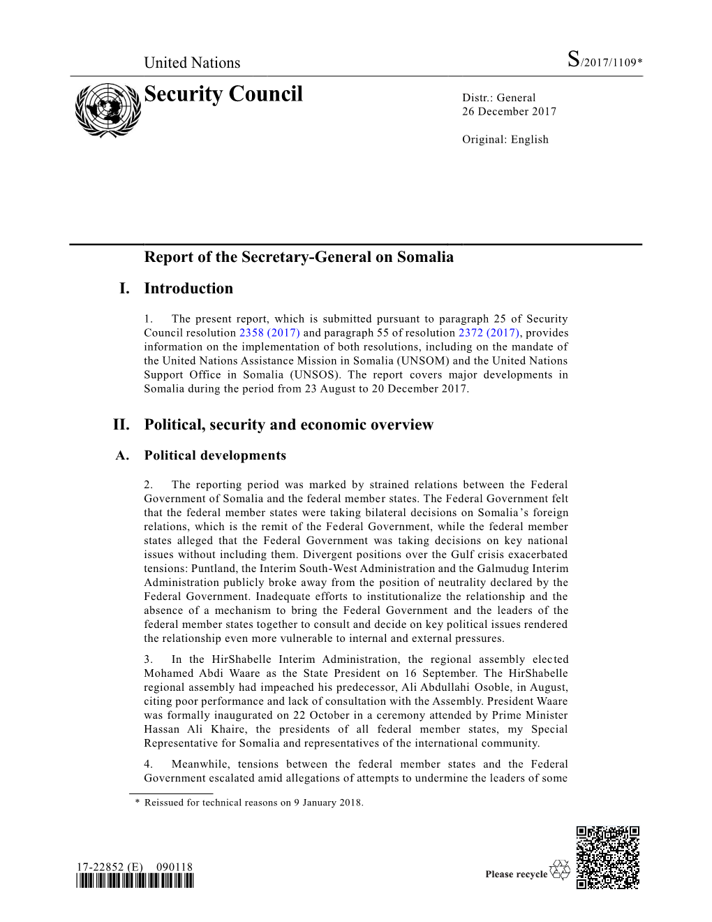 Security Council Distr.: General 26 December 2017