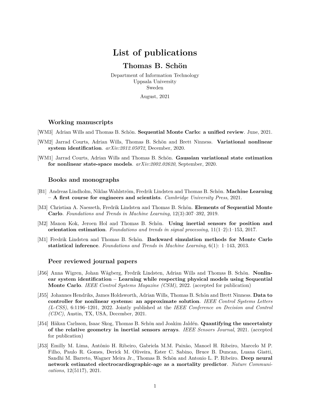 List of Publications Thomas B