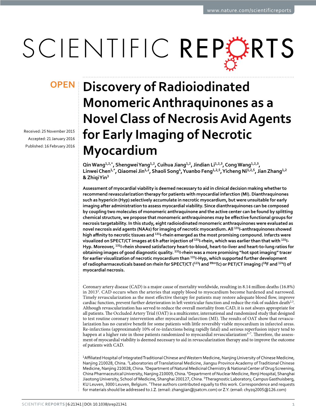 Discovery of Radioiodinated Monomeric Anthraquinones As A