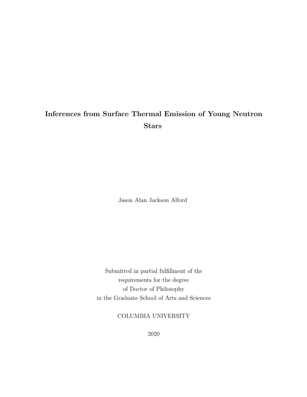 Inferences from Surface Thermal Emission of Young Neutron Stars