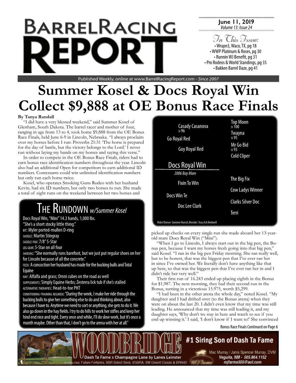 Summer Kosel & Docs Royal Win Collect $9,888 at OE Bonus Race Finals