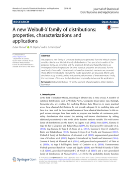 A New Weibull-X Family of Distributions: Properties, Characterizations and Applications Zubair Ahmad1* , M