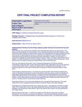 Cepf Final Project Completion Report