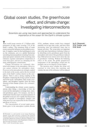 Global Ocean Studies, the Greenhouse Effect, and Climate Change: Investigating Interconnections