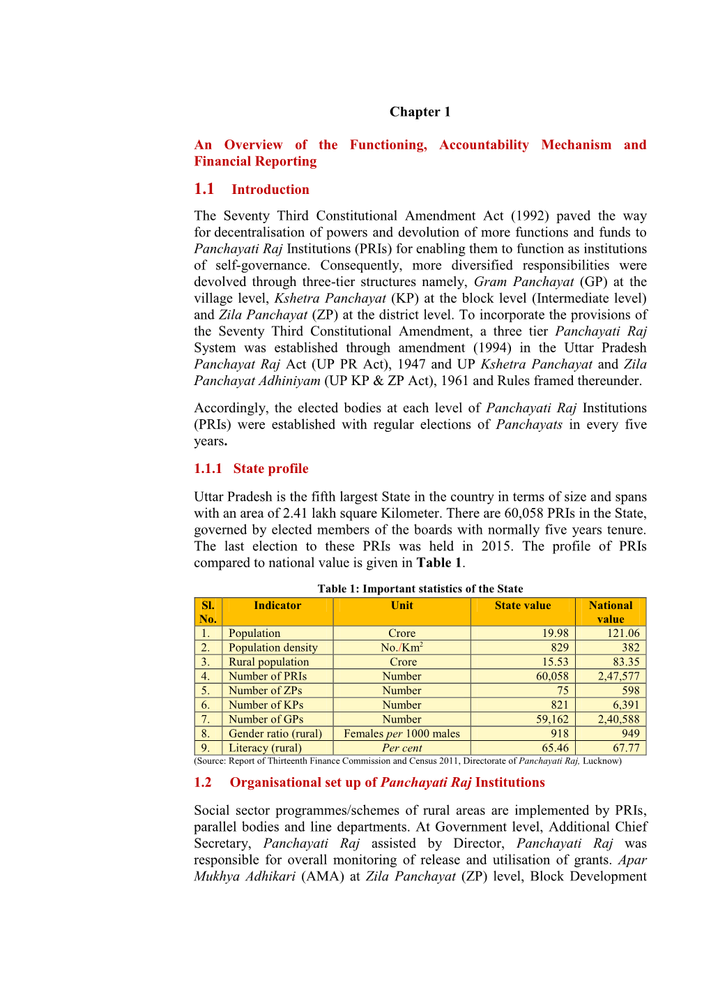 Chapter 1 an Overview of the Functioning, Accountability