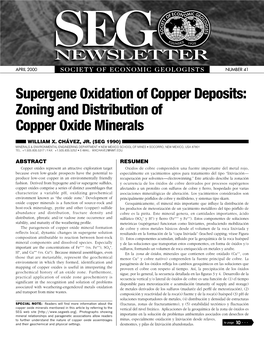 Supergene Oxidation of Copper Deposits: Zoning and Distribution of Copper Oxide Minerals