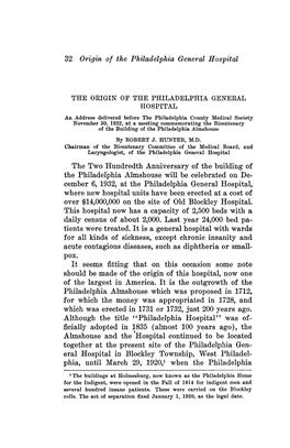 32 Origin of the Philadelphia General Hospital