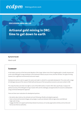 Artisanal Gold Mining in DRC: Time to Get Down to Earth