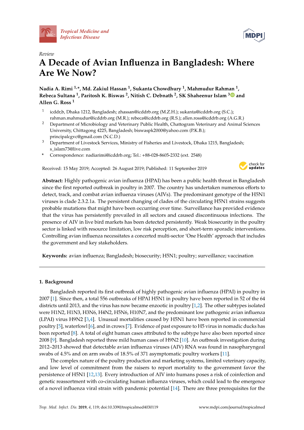 A Decade of Avian Influenza in Bangladesh