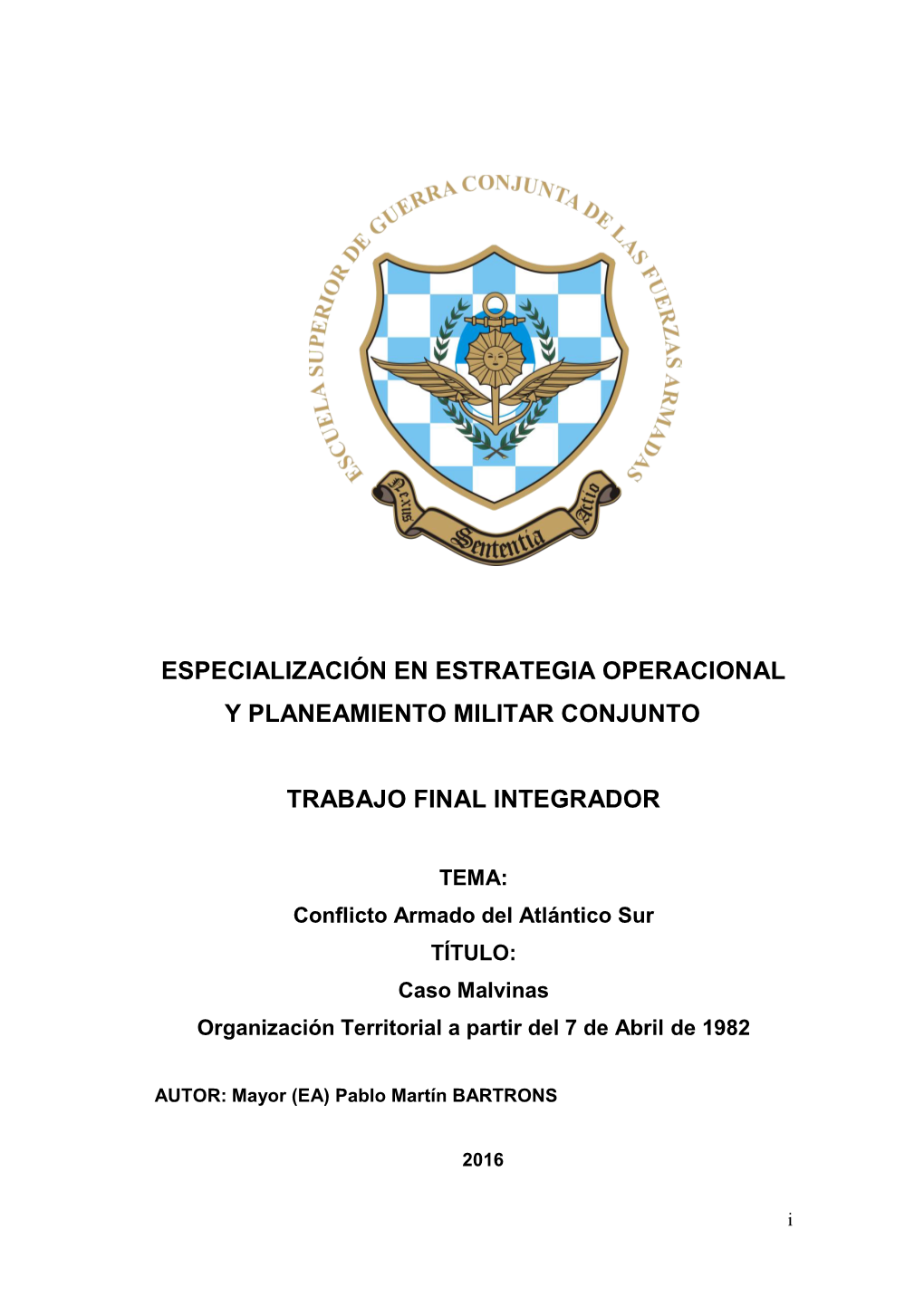 Especialización En Estrategia Operacional Y Planeamiento Militar Conjunto Trabajo Final Integrador