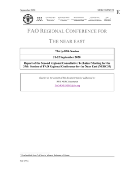 Report of the Second Regional Consultative Technical Meeting for the 35Th Session of FAO Regional Conference for the Near East (NERC35)