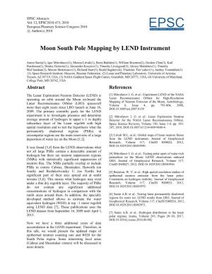Moon South Pole Mapping by LEND Instrument