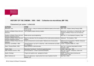 HISTORY of the CINEMA : 1895 - 1940 / Collection De Microfiches (MF 195)
