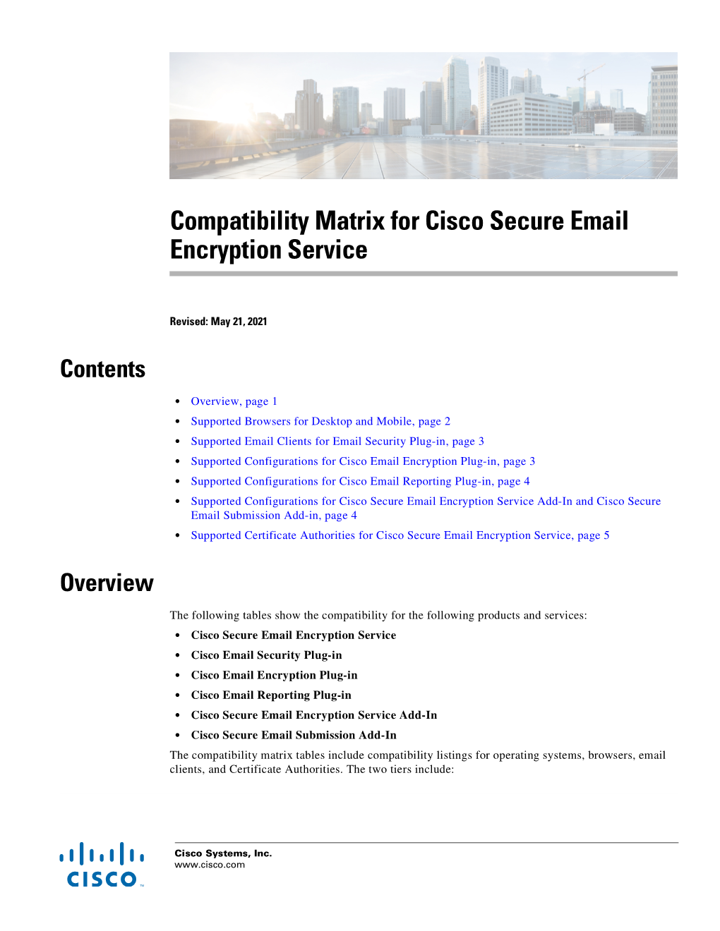 Compatibility Matrix for Cisco Secure Email Encryption Serivce