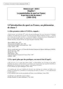 1-L'introduction Du Sport En France, Un Phénomène De Classe ?