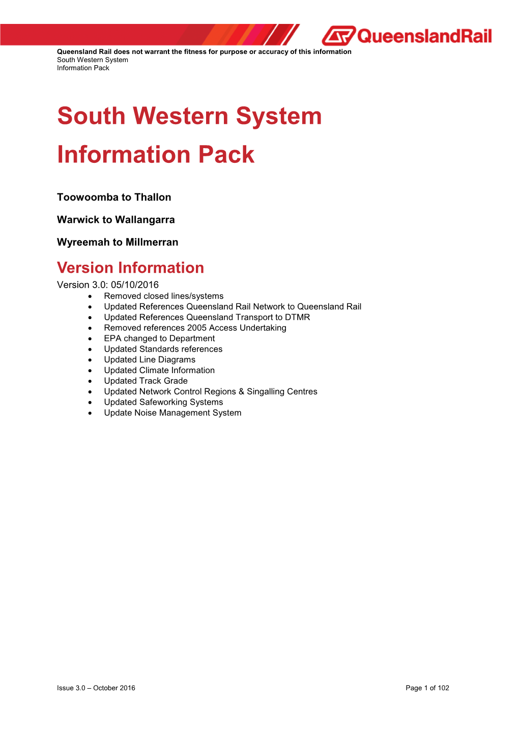 South Western System Information Pack