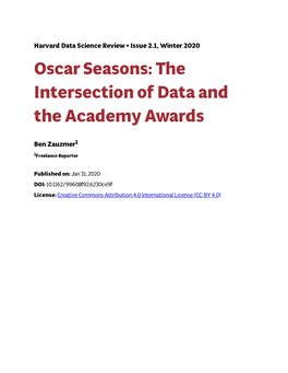 Oscar Seasons: the Intersection of Data and the Academy Awards
