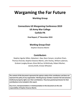 Wargaming the Far Future Working Group