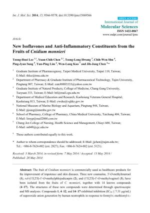 New Isoflavones and Anti-Inflammatory Constituents from the Fruits of Cnidium Monnieri