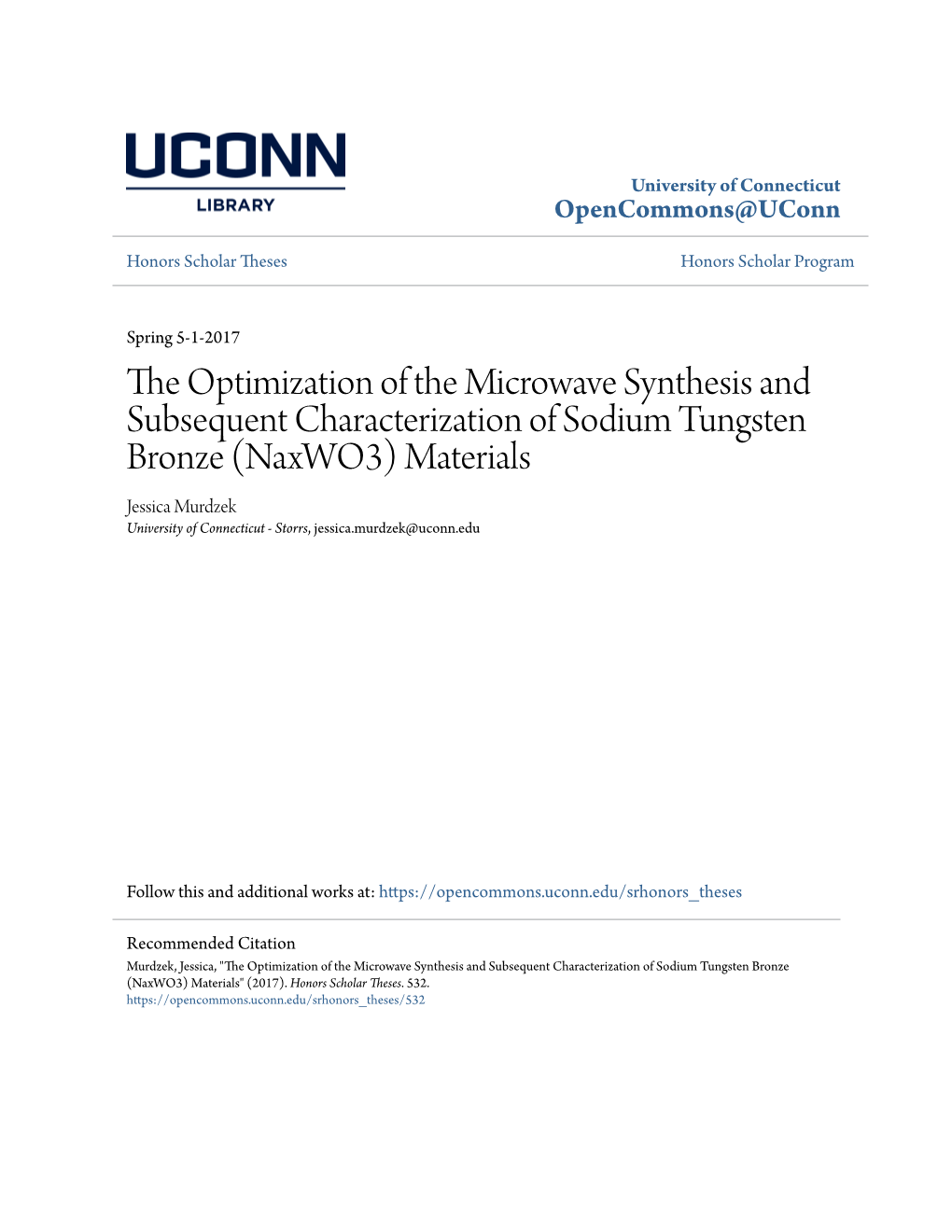 The Optimization of the Microwave Synthesis and Subsequent